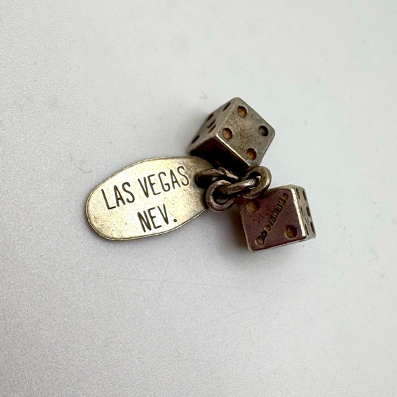 VTG Sterling Silver Dice Charm with Las Vegas Tag - Picture 1 of 5